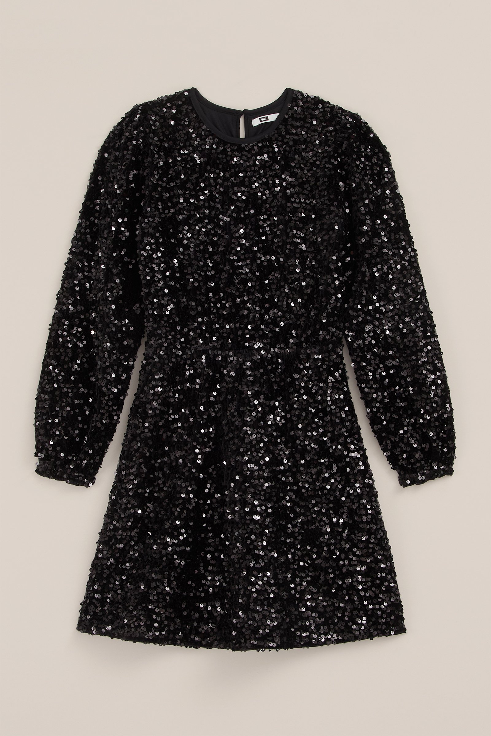 Meisjes jurk met pailletten WE Fashion Zwart