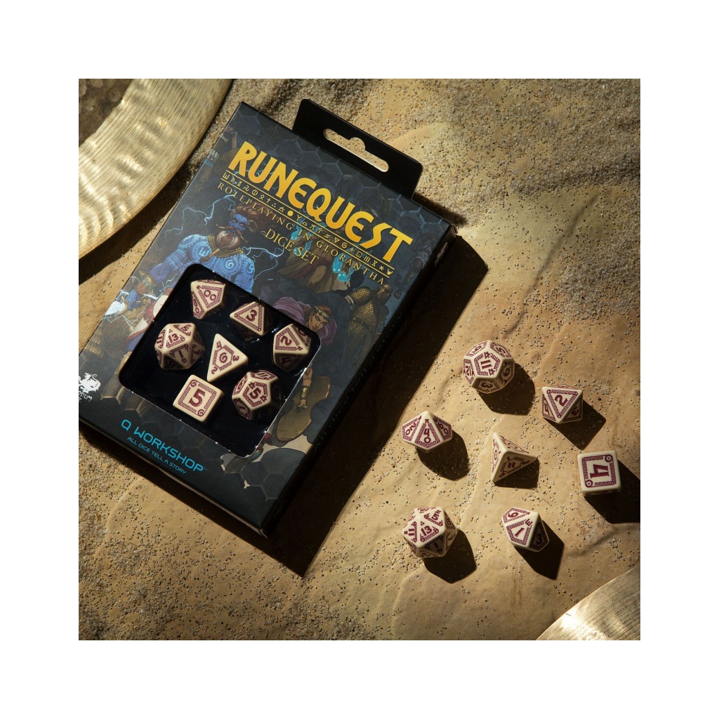 RuneQuest Dice Set - Beige & Burgundy