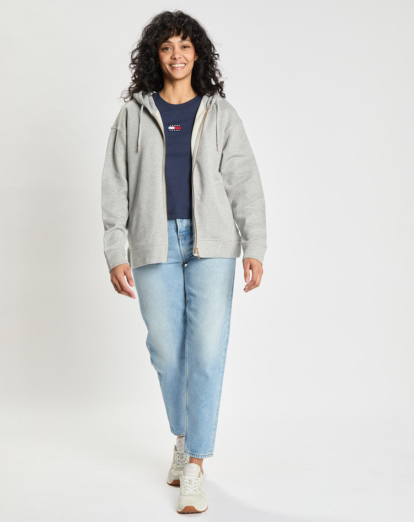 Tommy Hilfiger Sweat 100% Coton Bio zippé Through gris chiné