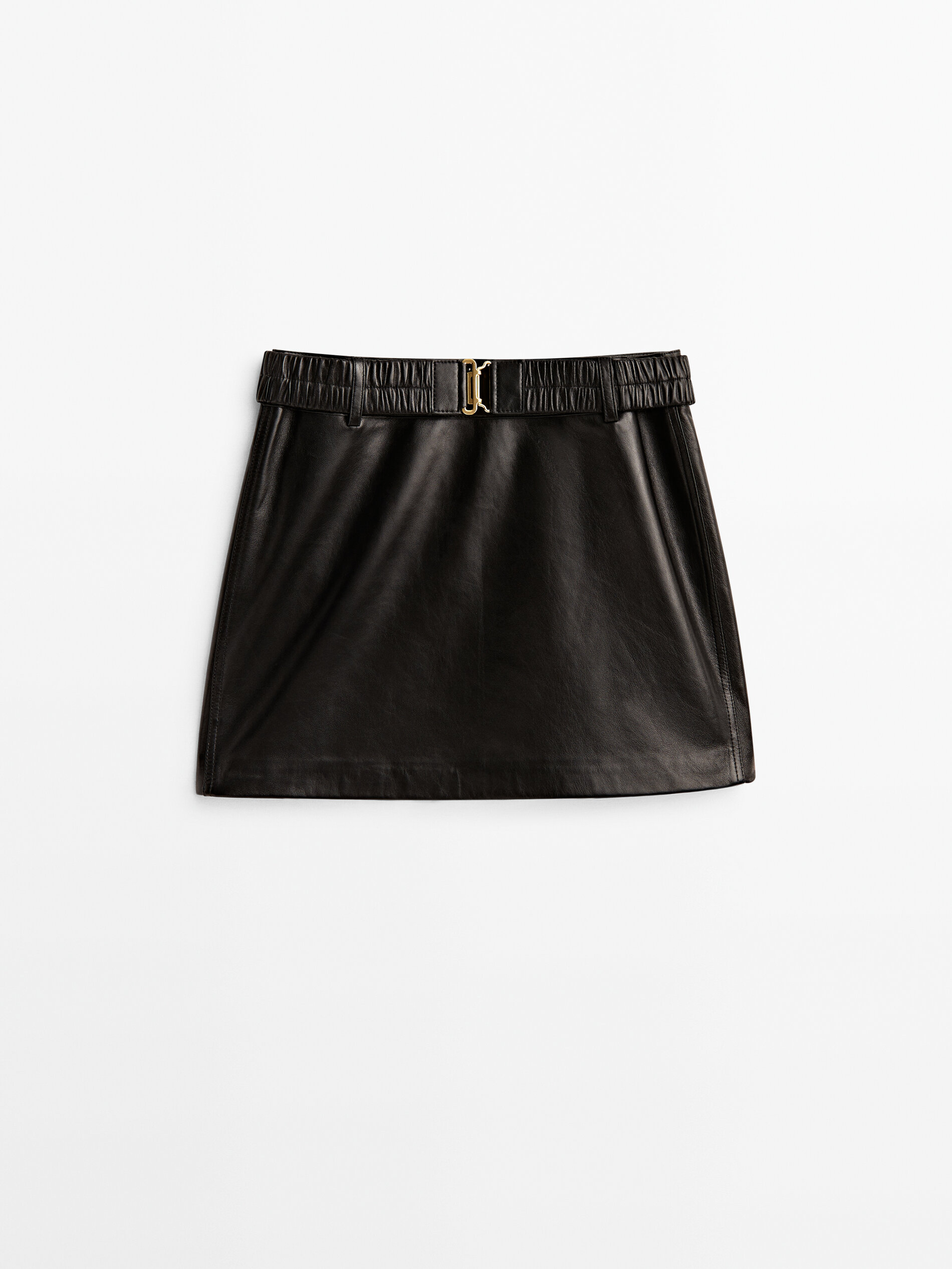 Mini falda pele napa cinturón elástico - NEGRO