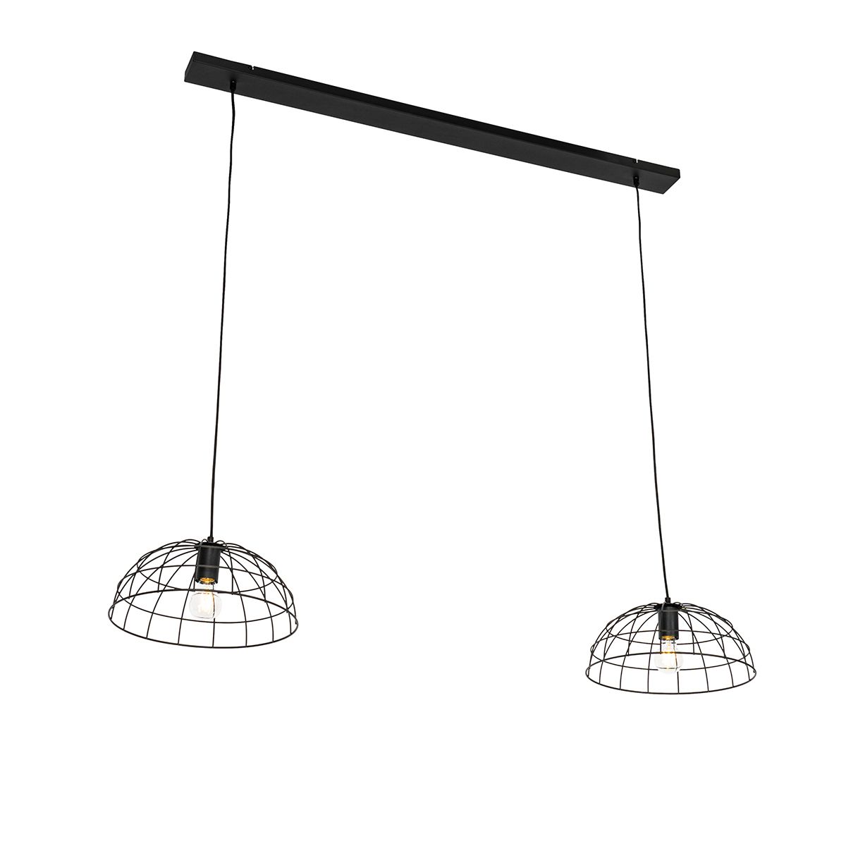 Industriële hanglamp zwart 2-lichts - Hanze