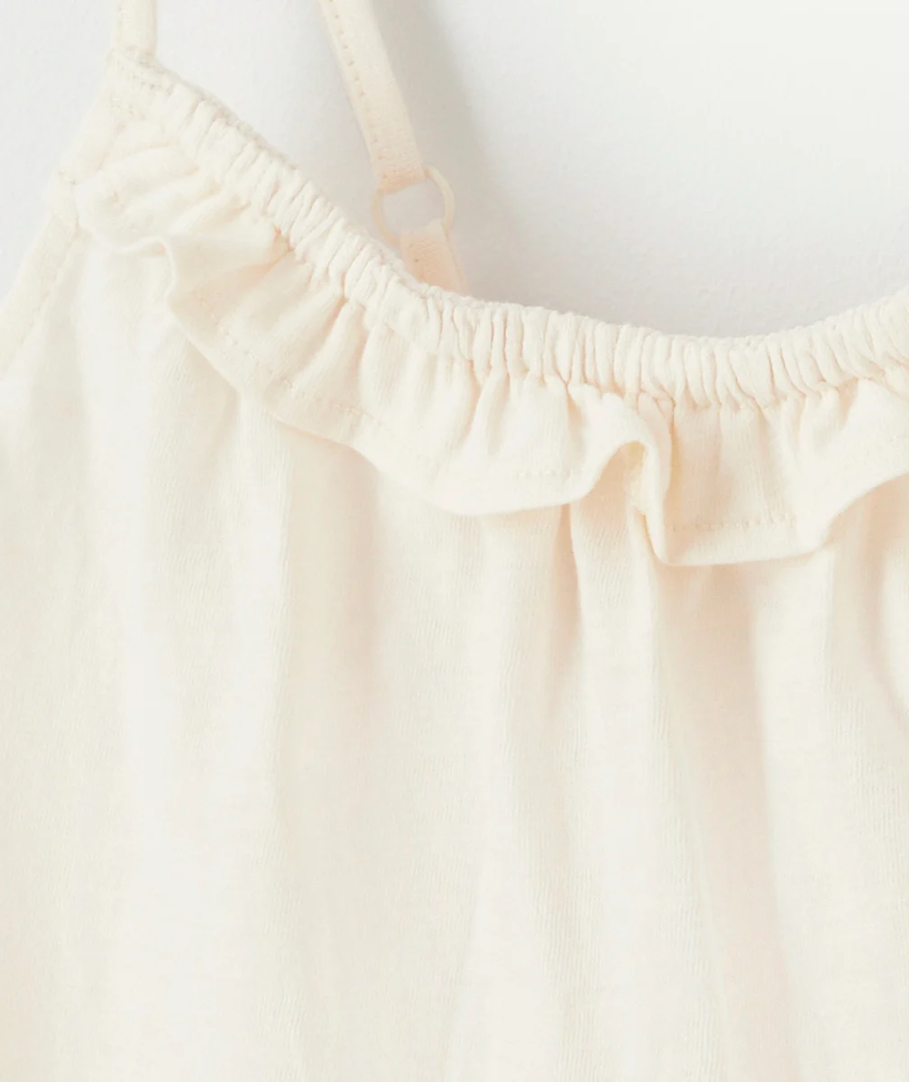 T-SHIRT À BRETELLES FILLE BLANC EN FIBRES RECYCLÉES