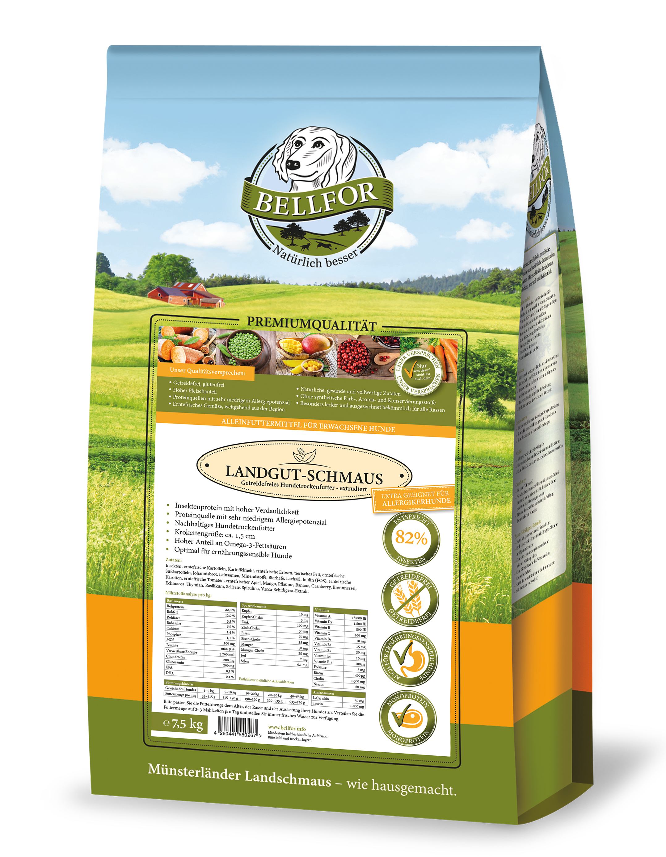 Kit économique no. 7 - landgut-schmaus 7,5kg + poudre pour renforcer les reins 250g + immunitaires poudre 250g