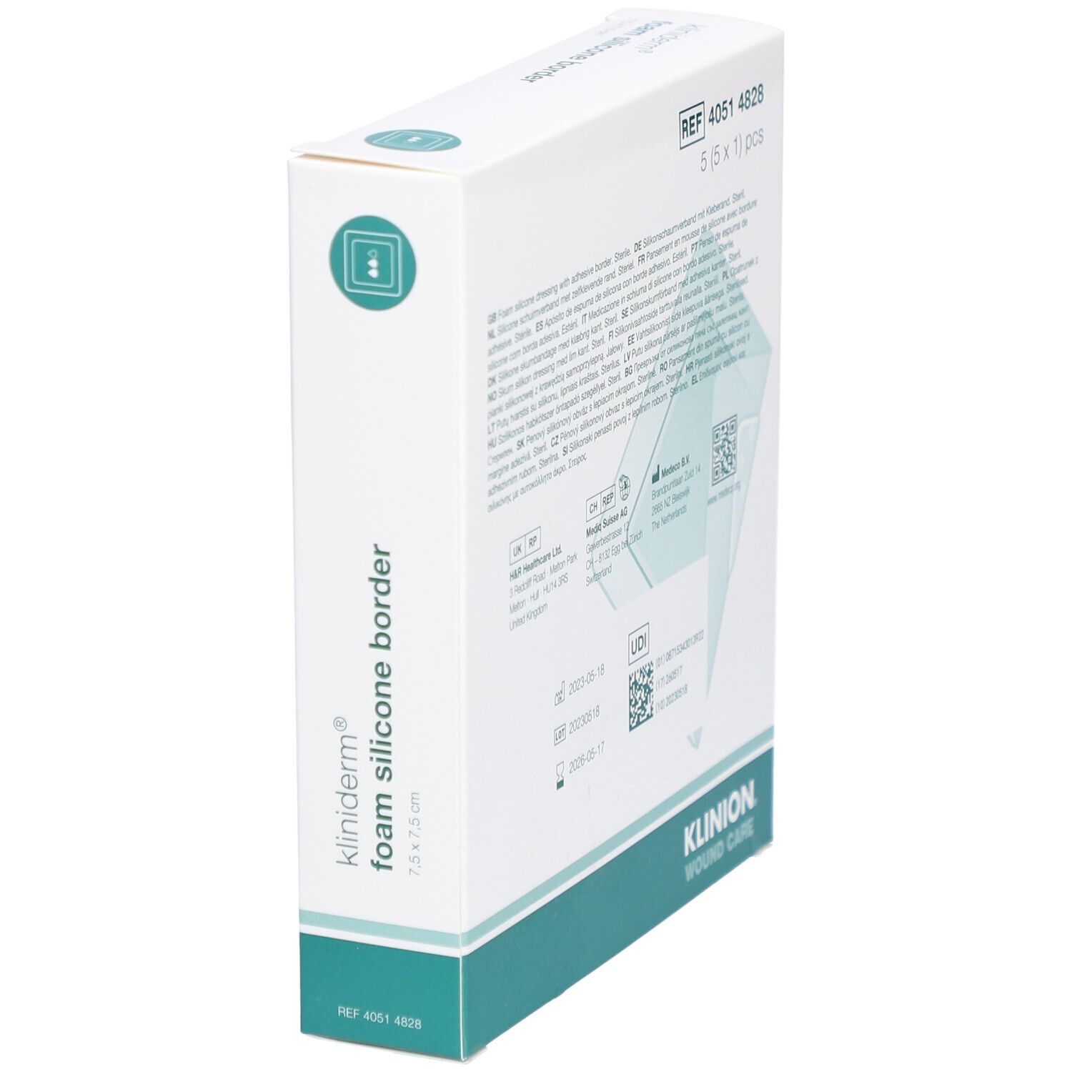 Kliniderm Foam Silicone Lite Schaumverband mit Rand 7,5x7,5cm