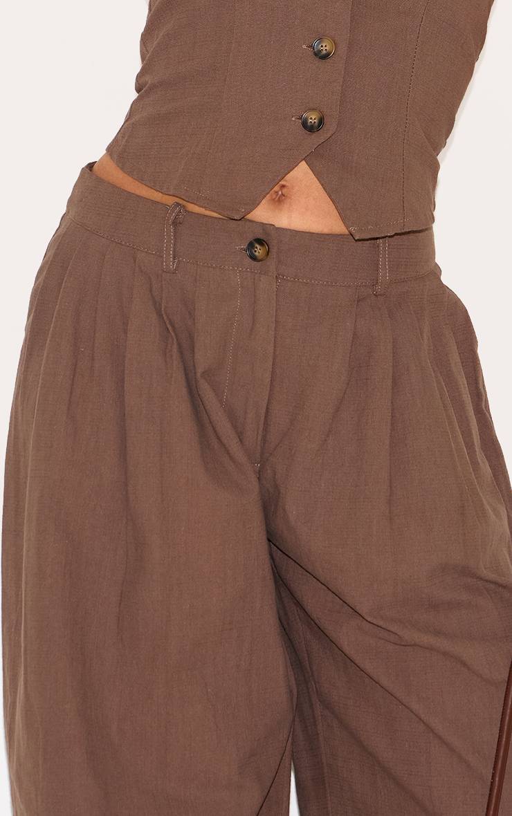 Chocolat Pantalon Large Tissé Petite Taille Ensemble Coordonné