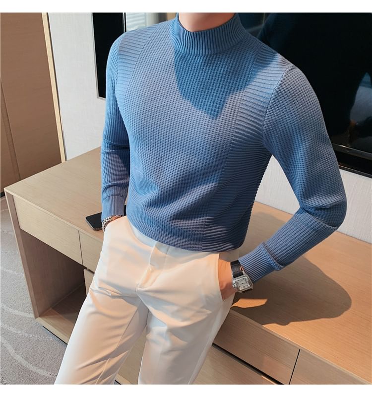 Nightbell - Effen gebreide top met lange mouwen en mockneck