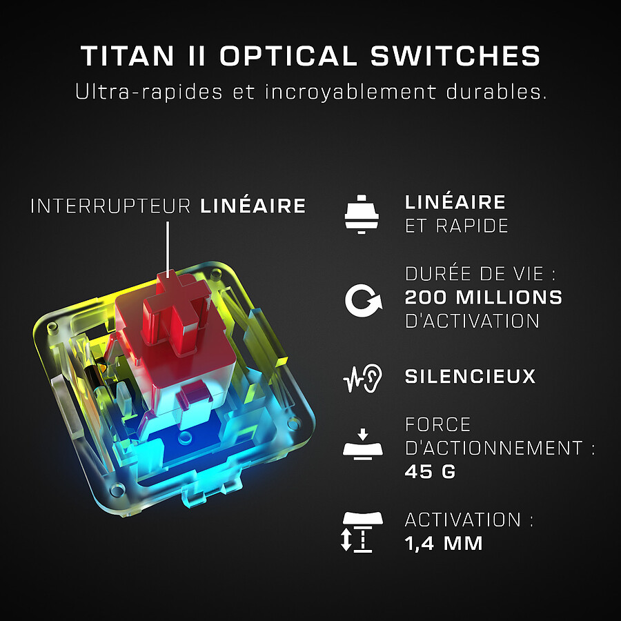 Turtle Beach Vulcan II Max Linear - Titan II Optical Red - Noir