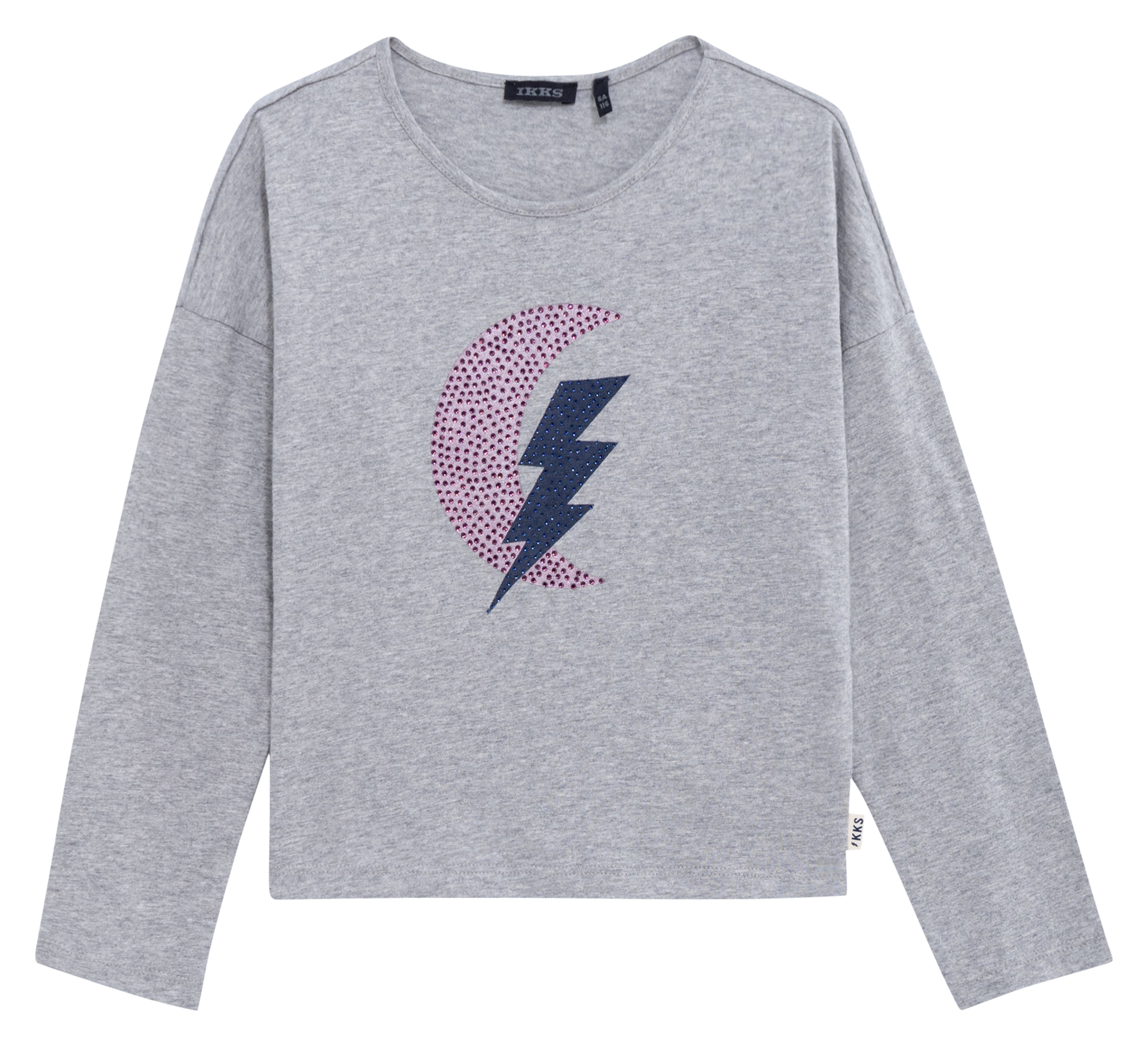 Tee-shirt col rond droit en coton et laine mélangé | Gris