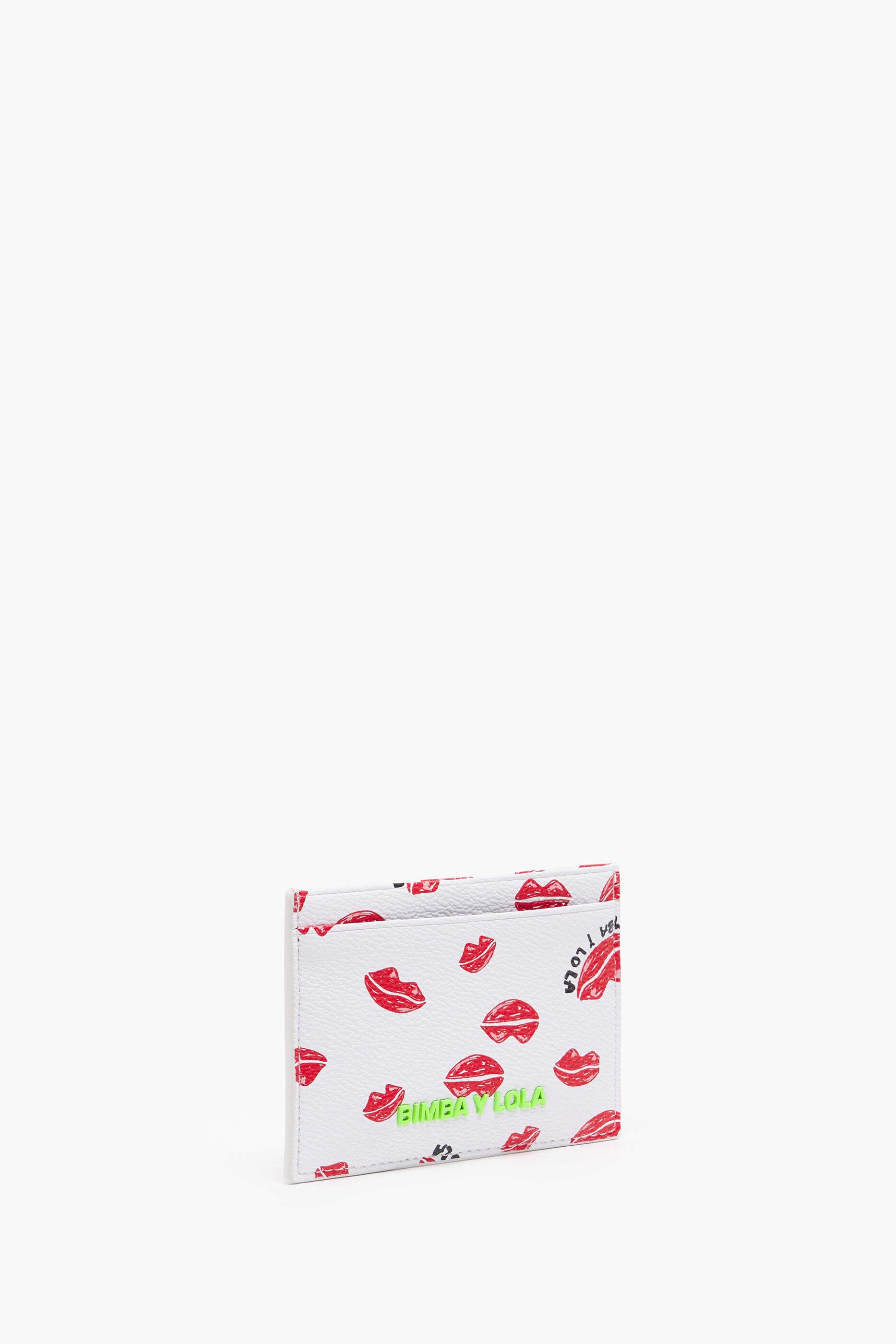 Porta-cartões com textura de lábios brancos