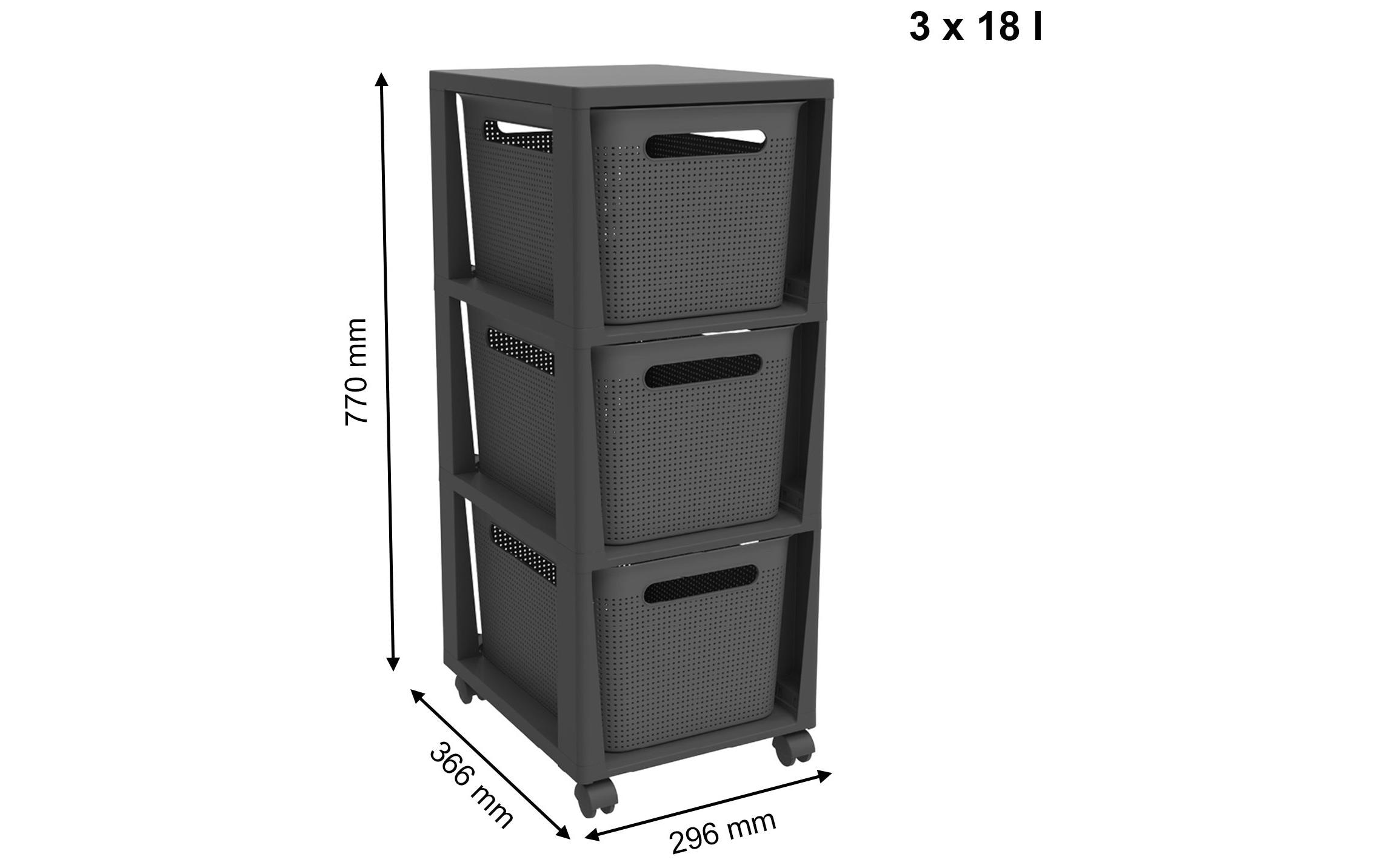 ROTHO Aufbewahrungsbox »Tower 3 x 16 l BRISEN mit Rollen«