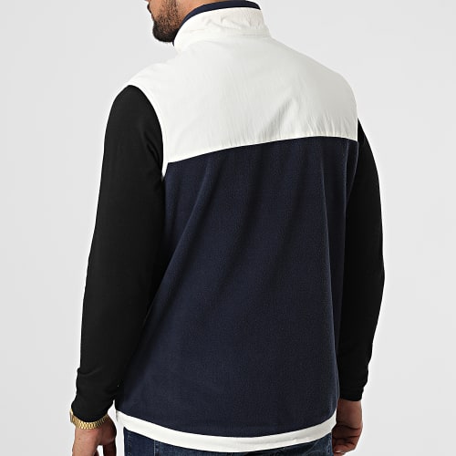 Veste Zippée Sans Manches Polaire Mix Media 4093 Bleu Marine Blanc