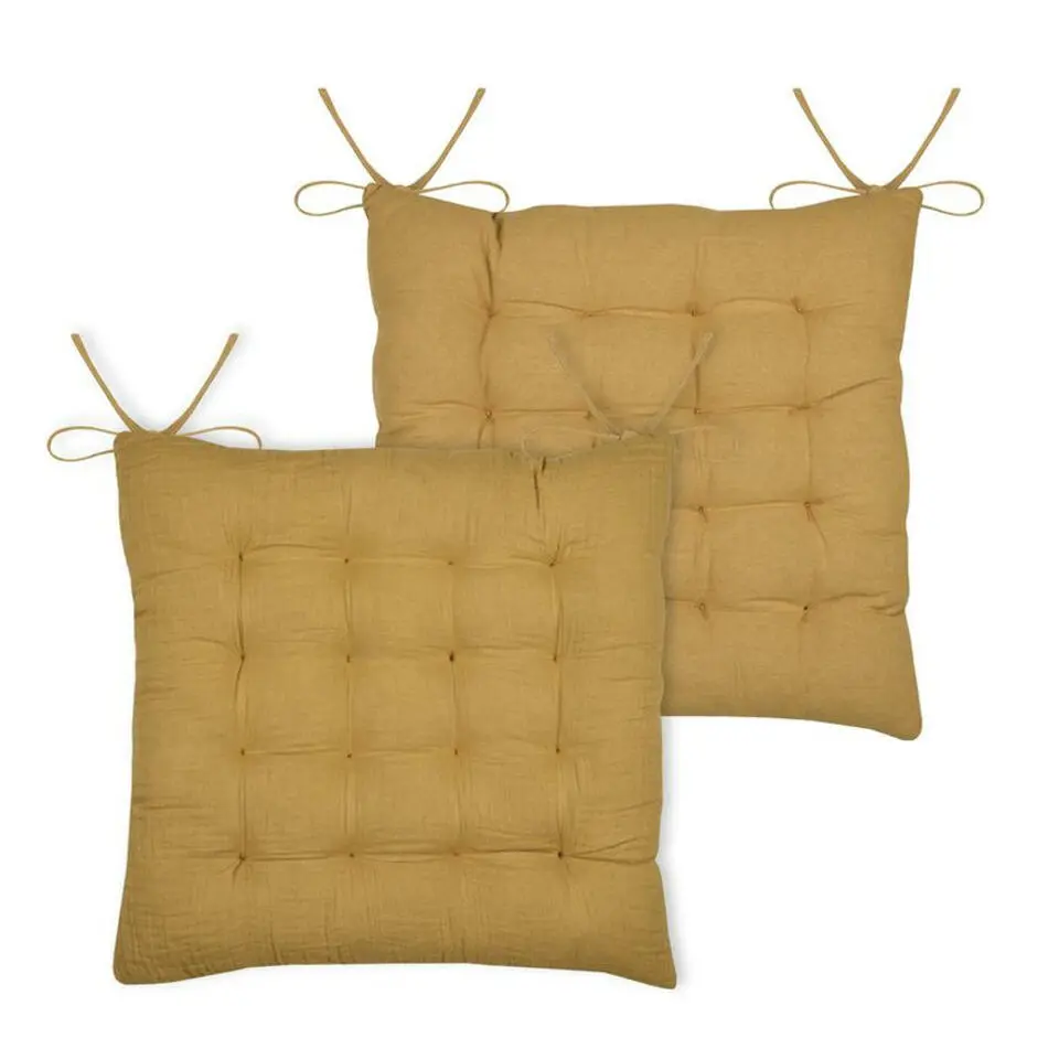 Stof Textile stoelkussen - okergeel - 38 x 38 x 4 cm