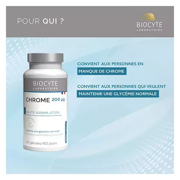 Biocyte Cr Chrome Glycémie Normale Chrome, Levure de Bière et Niacine 60 Gélules
