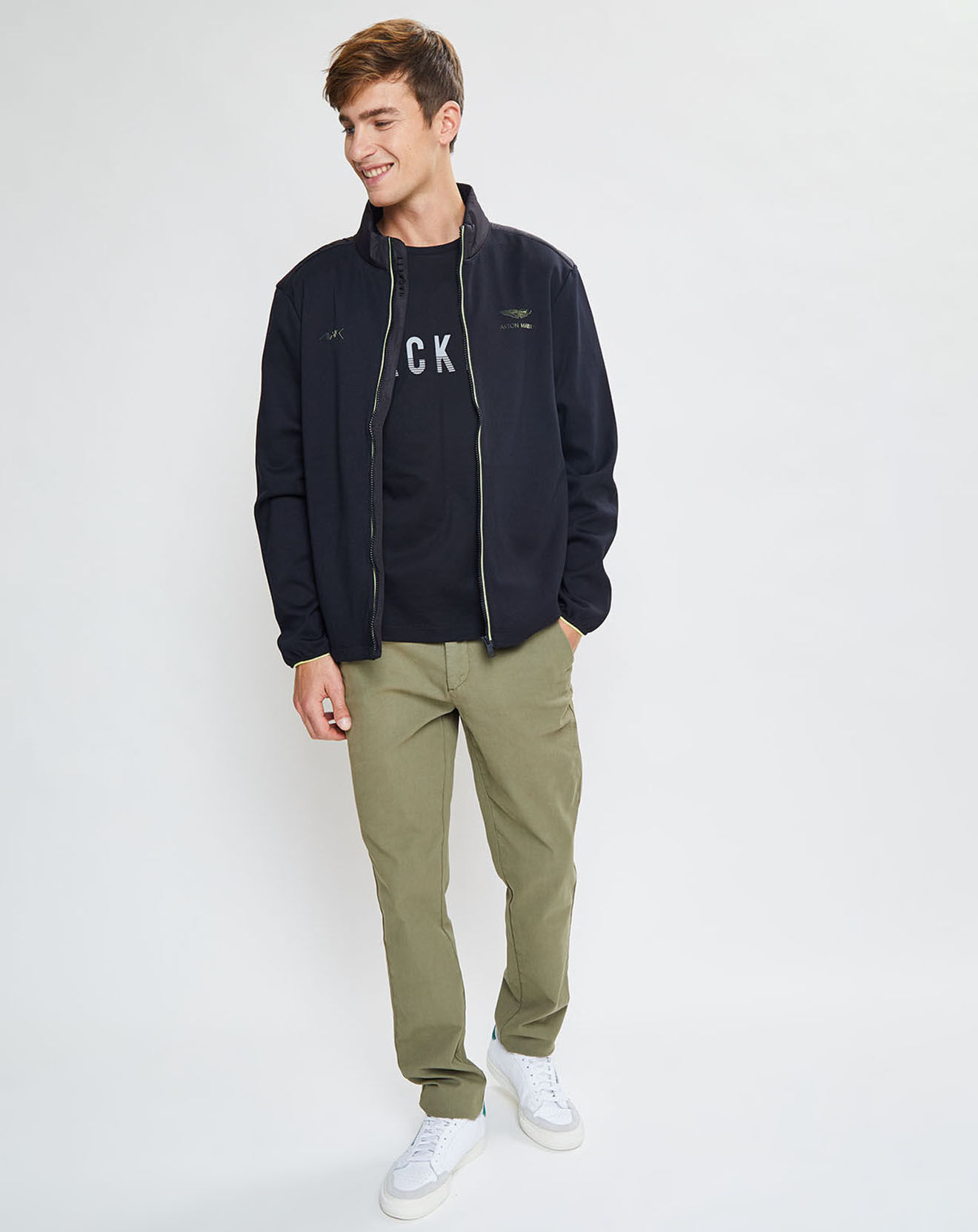 Hackett London Blouson Aston Martin Racing Jersey bimatière noir