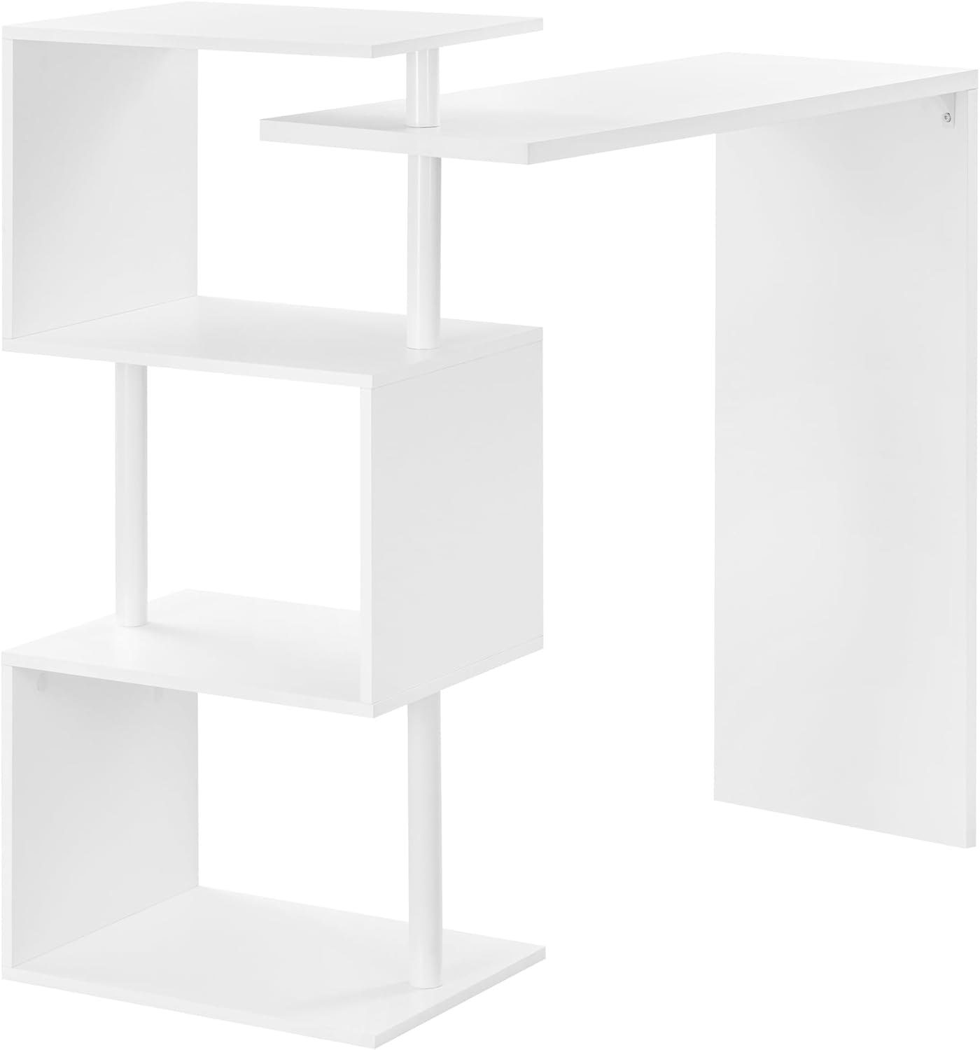WOLTU Bartisch Stehtisch Bistrotisch Bartheke Tresentisch, mit 3 Ablagefläche, drehbar, Metall, MDF, 134x112x38cm(BxHxT), Weiß