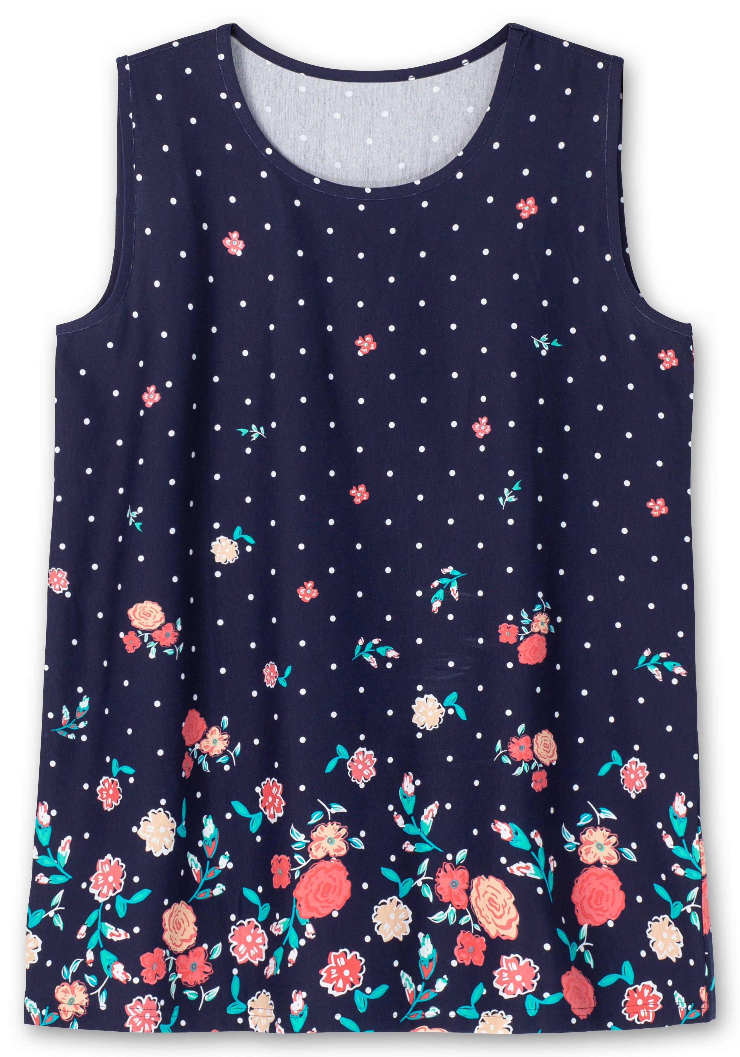 Longtop mit Blütenprint und Punkten