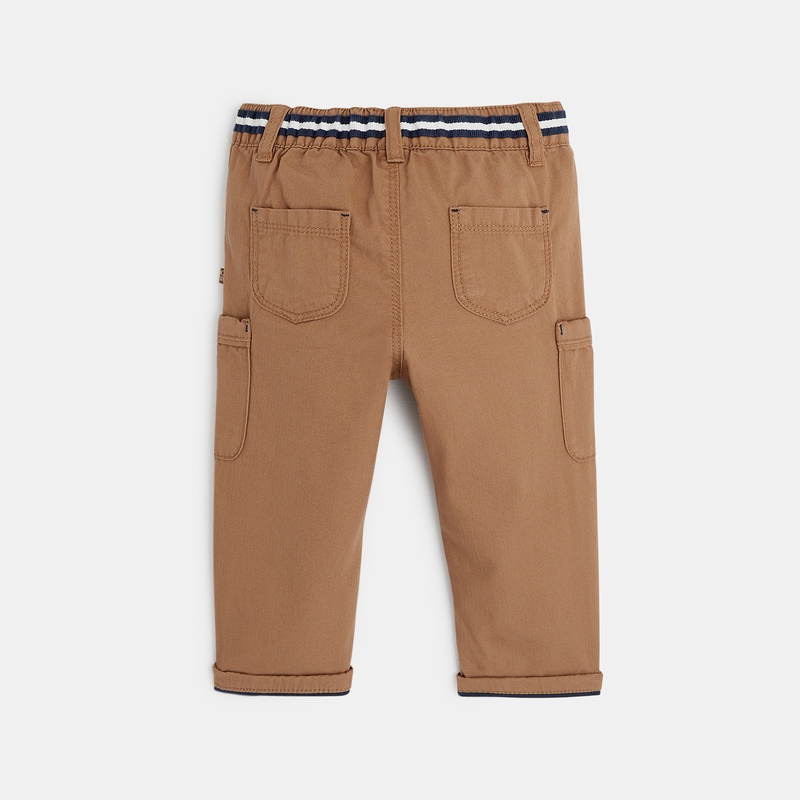 Pantalon toile chevrons multipoches marron bébé garçon