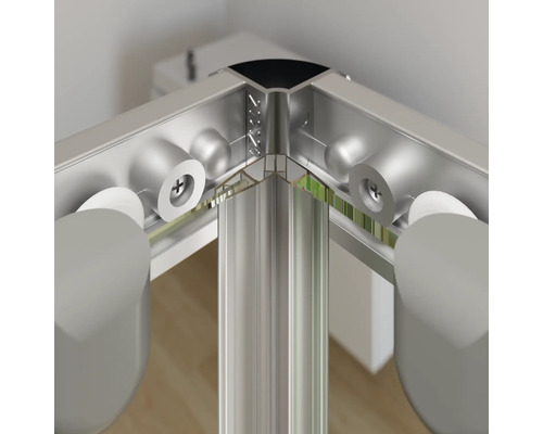 Hoekinstap met schuifdeur SCHULTE Sunny variabel 75 - 90 x 175 cm profiel zilver glasdecor horizontale strepen D19447 169 72