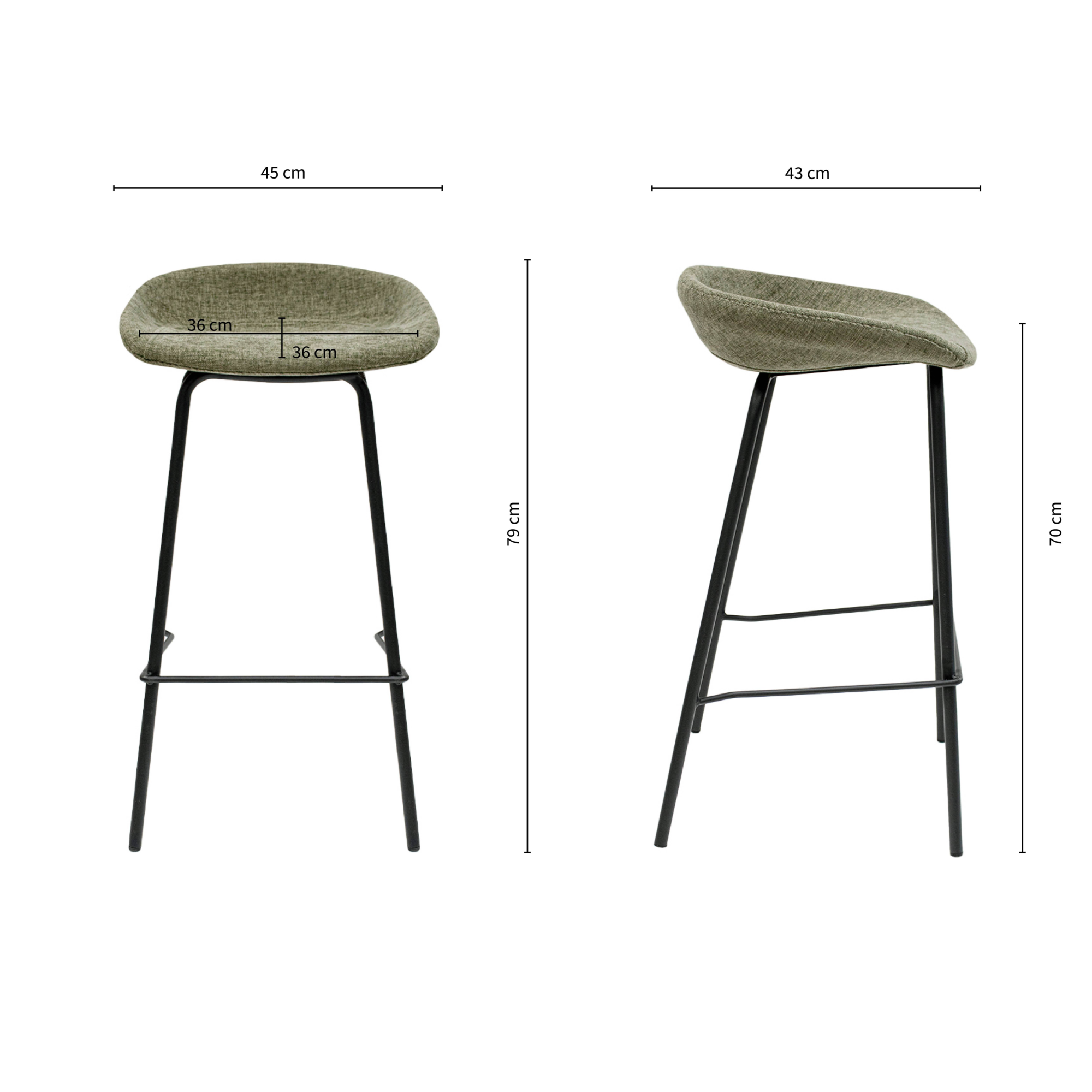 Kick barkruk Riga H70 cm groen
