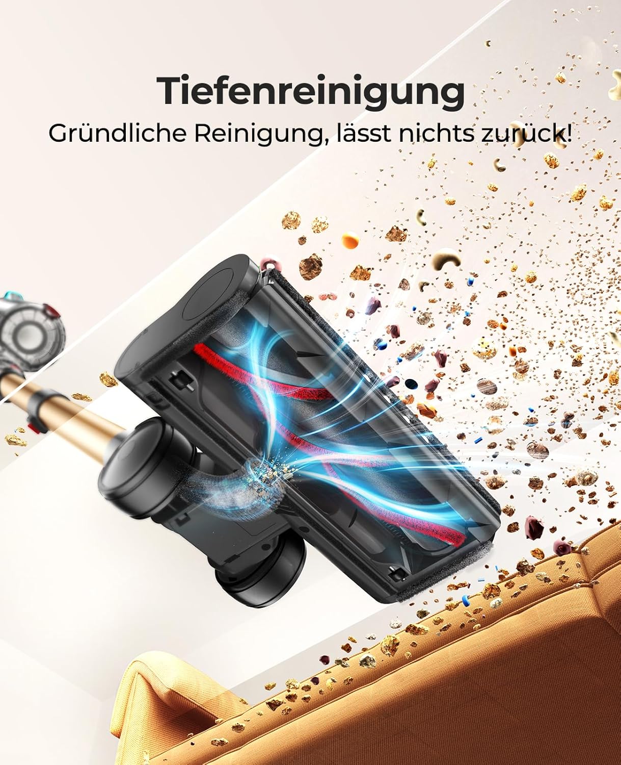 Fieety Akku Staubsauger Kabellos, 50kPa/600W Starkes Saugen, 65Min, 1.6L Beutellos - 8-in-1 Mit Anti-Haar-Wickel, Sofabürste & Ladestation, Ideal für Tierhaare, Teppiche, Hartböden, Auto