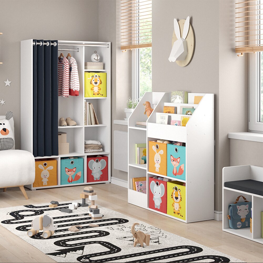 Vicco Kinderregal Bücherregal Wandregal Luigi Weiß 100x114 cm modern Faltbox Kinderzimmer Regal Spielzeugregal Dekoregal Standregal Aufbewahrungsregal Würfelregal Ablage Fach freistehend
