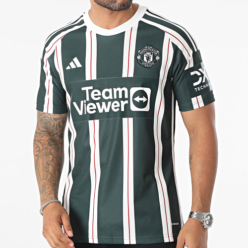 Maillot A Bandes Manchester United HR3675 Vert Kaki Blanc