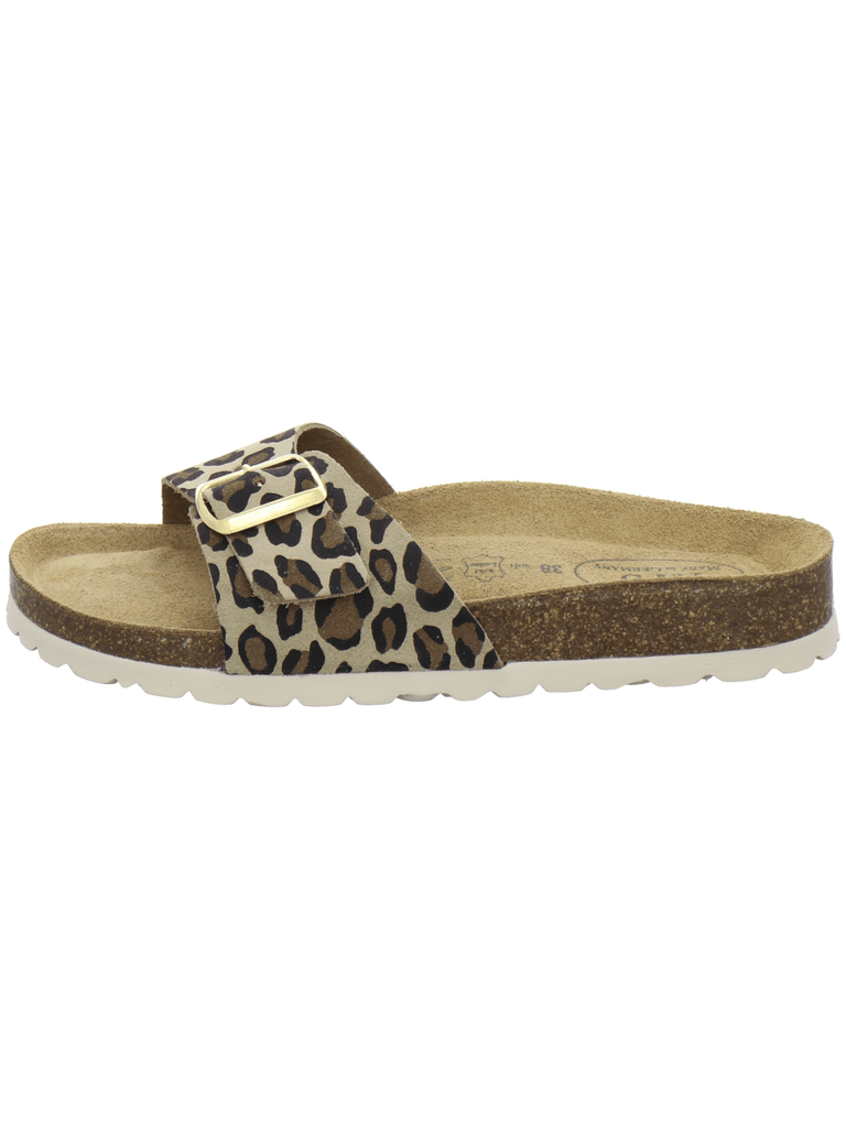 modische Pantoletten Damen leo-beige
