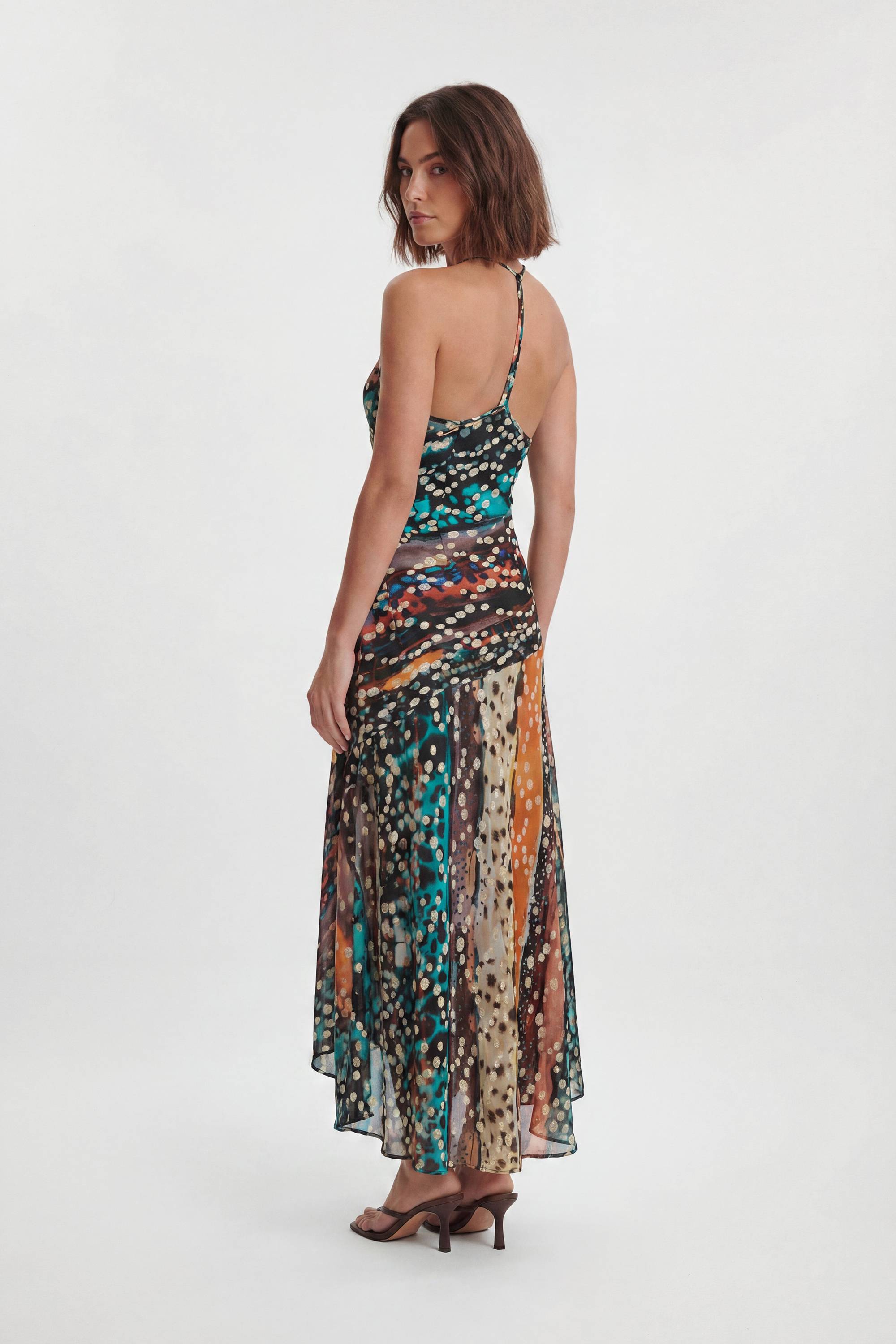 KarenMillen Robe Midi À Coupe Biais Imprimé Animal Linéaire Avec Détails Métallisés