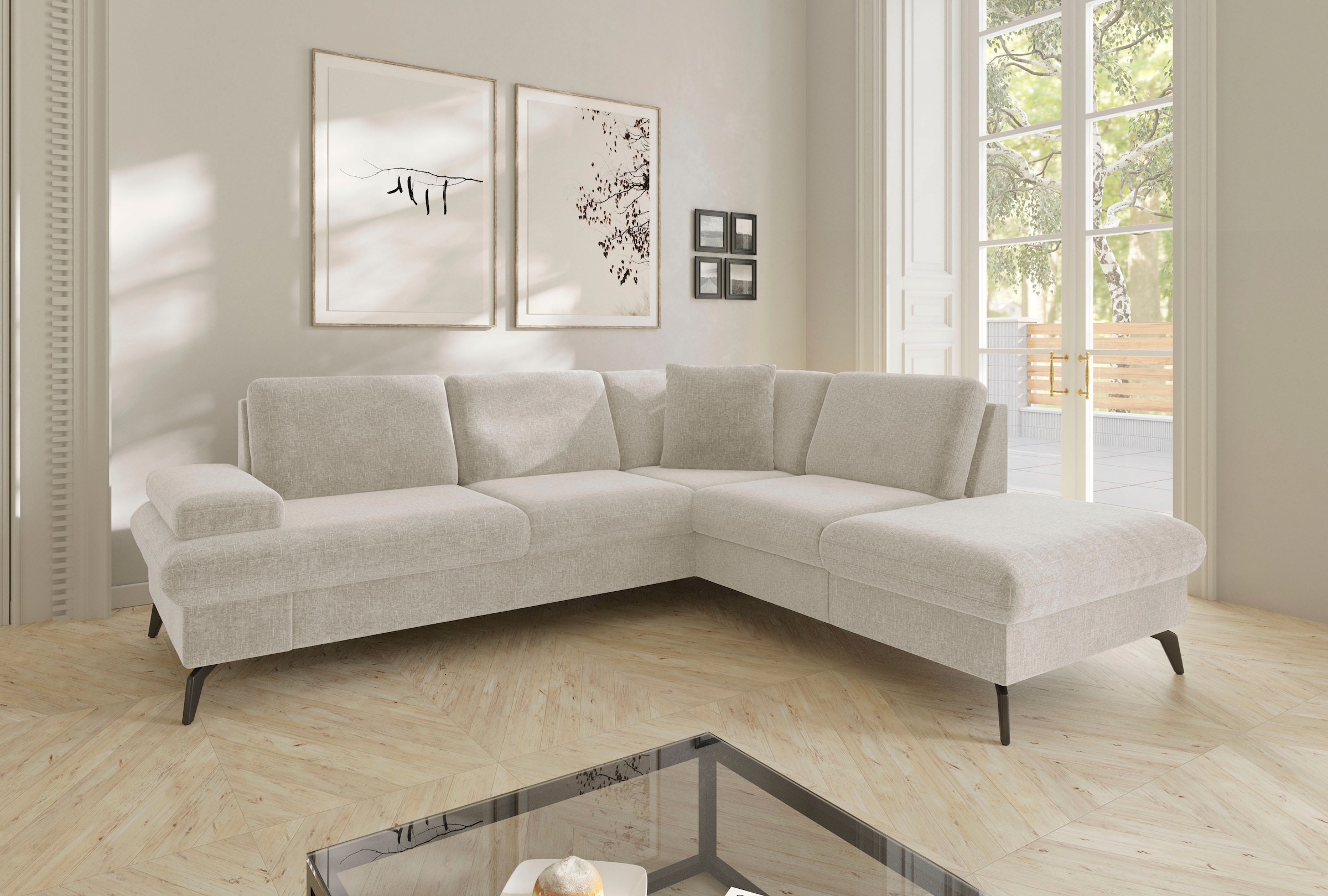 sit&more Ecksofa »Morris Jubi L-Form, B: 238 cm« mit Armteilfunktion & 1 Zierkissen, optional Bettfunktion