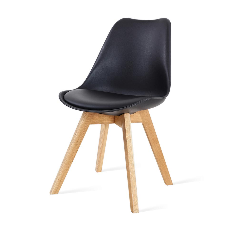 Eetkamerstoel Madera zwart - natural onderstel