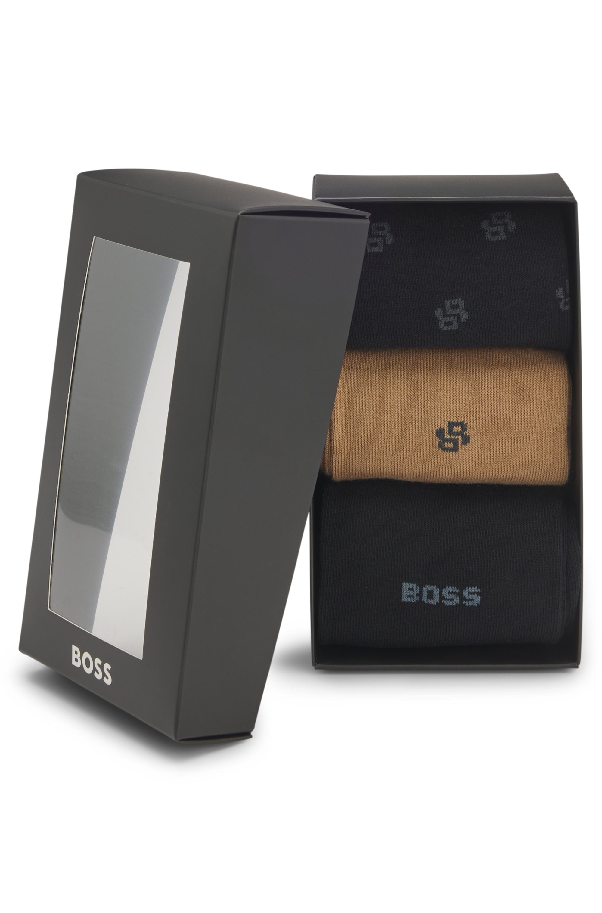 BOSS Businesssocken »3P Gift set CC« 3 Stk. tlg. Logo- und Monogramm-Details