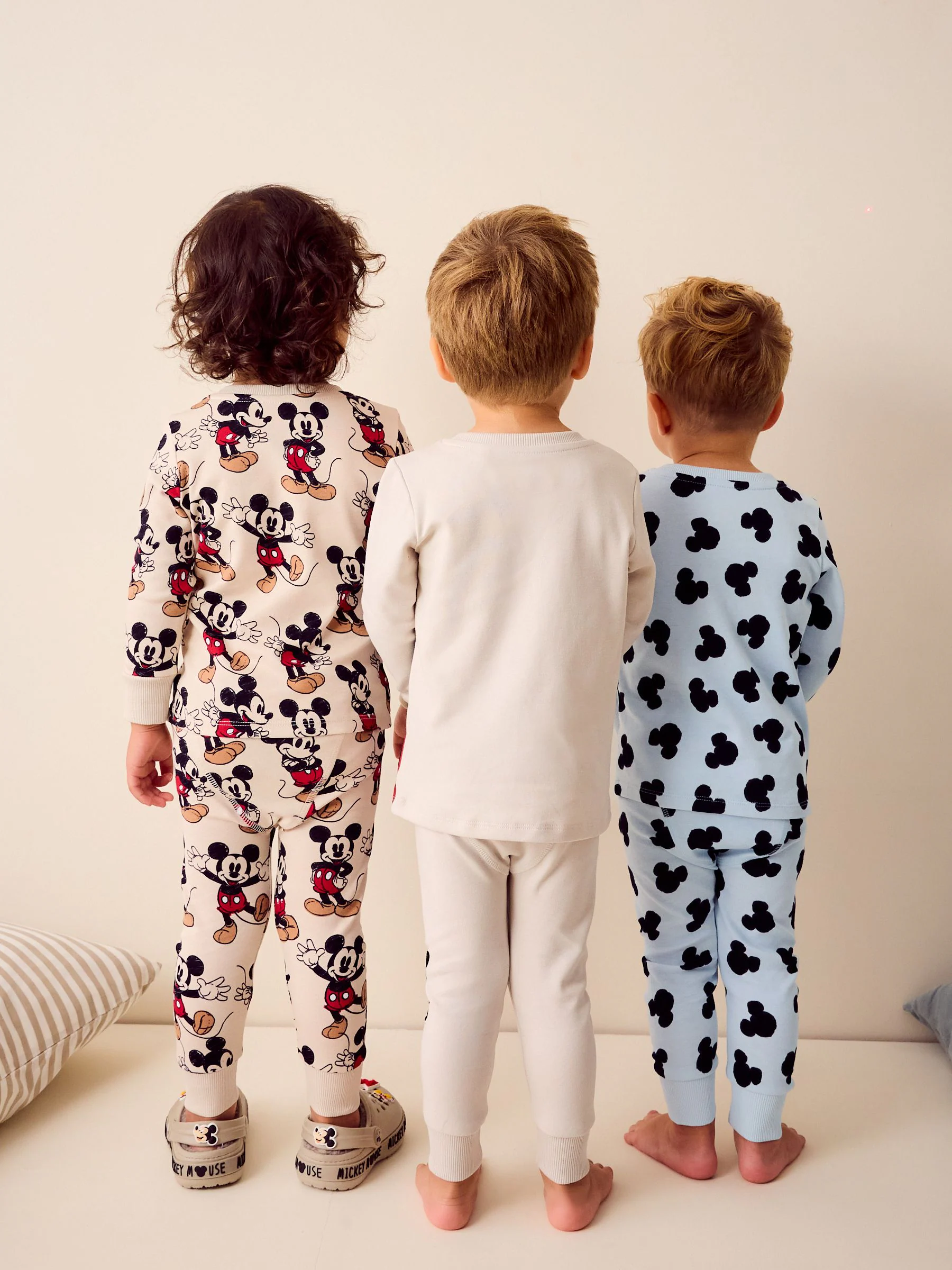 Blauw/ecru Mickey Mouse - Verpakking van 3 knusse pyjama's (9 mnd-10 jr)