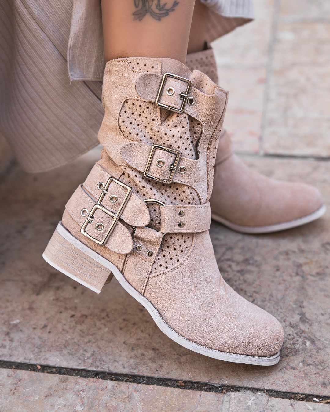 Bottines femme beige à talon - Dounia