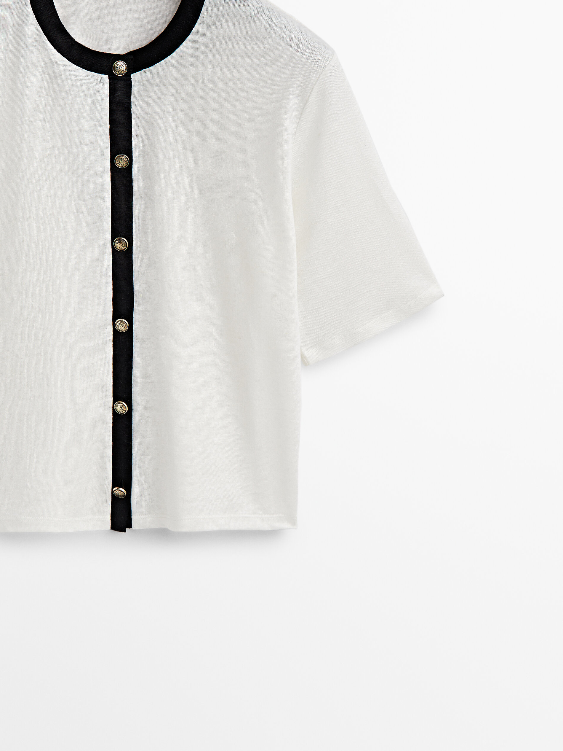Camiseta de linho com botões contrastantes - RAW