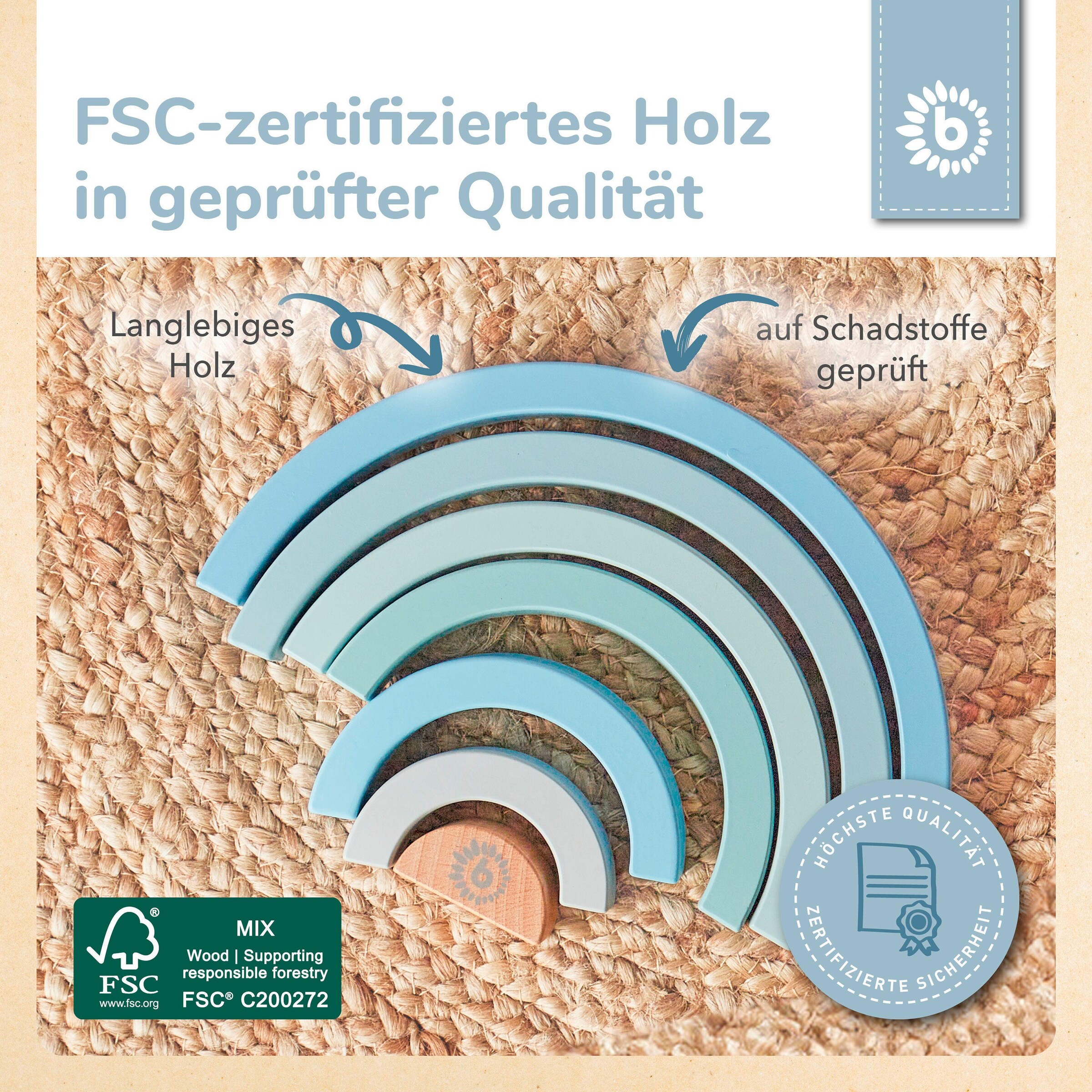 Bieco Regenbogen aus Holz - ab 12 Monate Blau