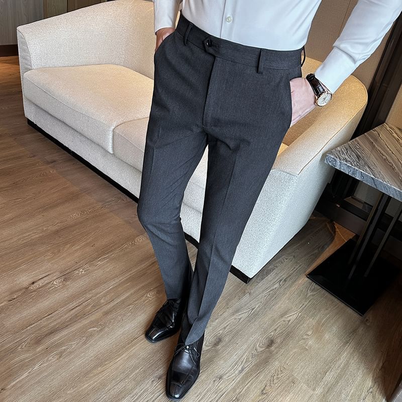 Blueforce - Mid Rise Plain Tapered Dress Pants