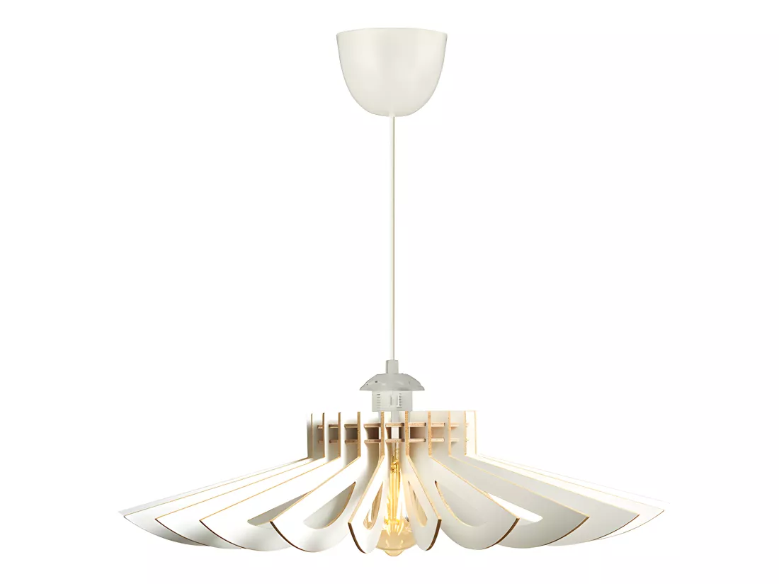 Suspension ajourée en MDF - D. 68 x H. 50 cm - Blanc - FARITA