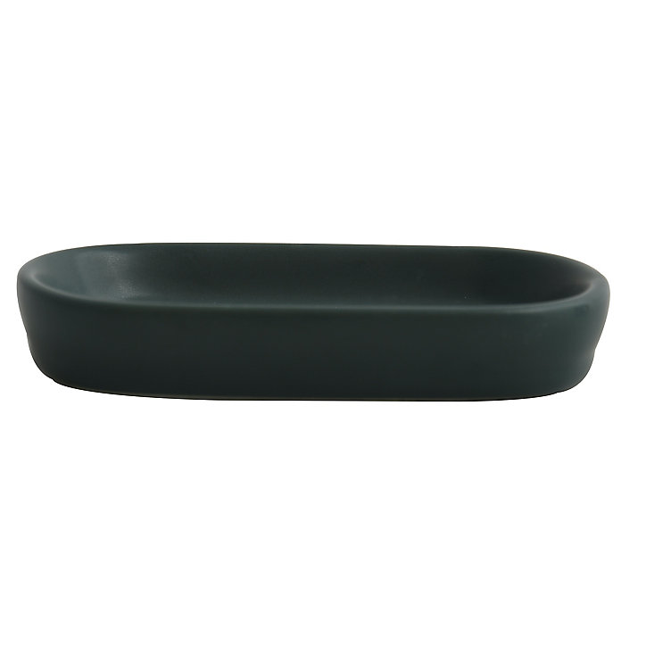 Porte savon MSV Spirella Maonie en céramique coloris vert foncé mat l.13,4 x P.8,7 x H.2 cm
