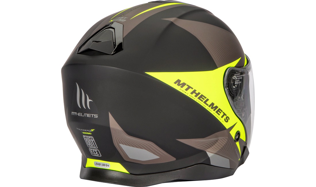 Pilothjelm MT Thunder 3 SV Jet sort/gul str. S