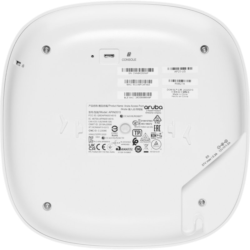 HPE Aruba Instant On AP25 (RW) (x5) 5374 Mbit/s Blanc Connexion Ethernet, supportant l'alimentation via ce port (PoE)