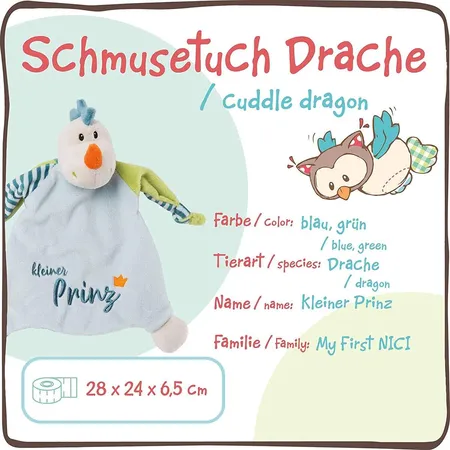 NICI Drache Kleiner Prinz 25 x 25 cm