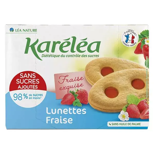 Biscoitos Karéléa sem adição de açúcar, sabor morango, 175g