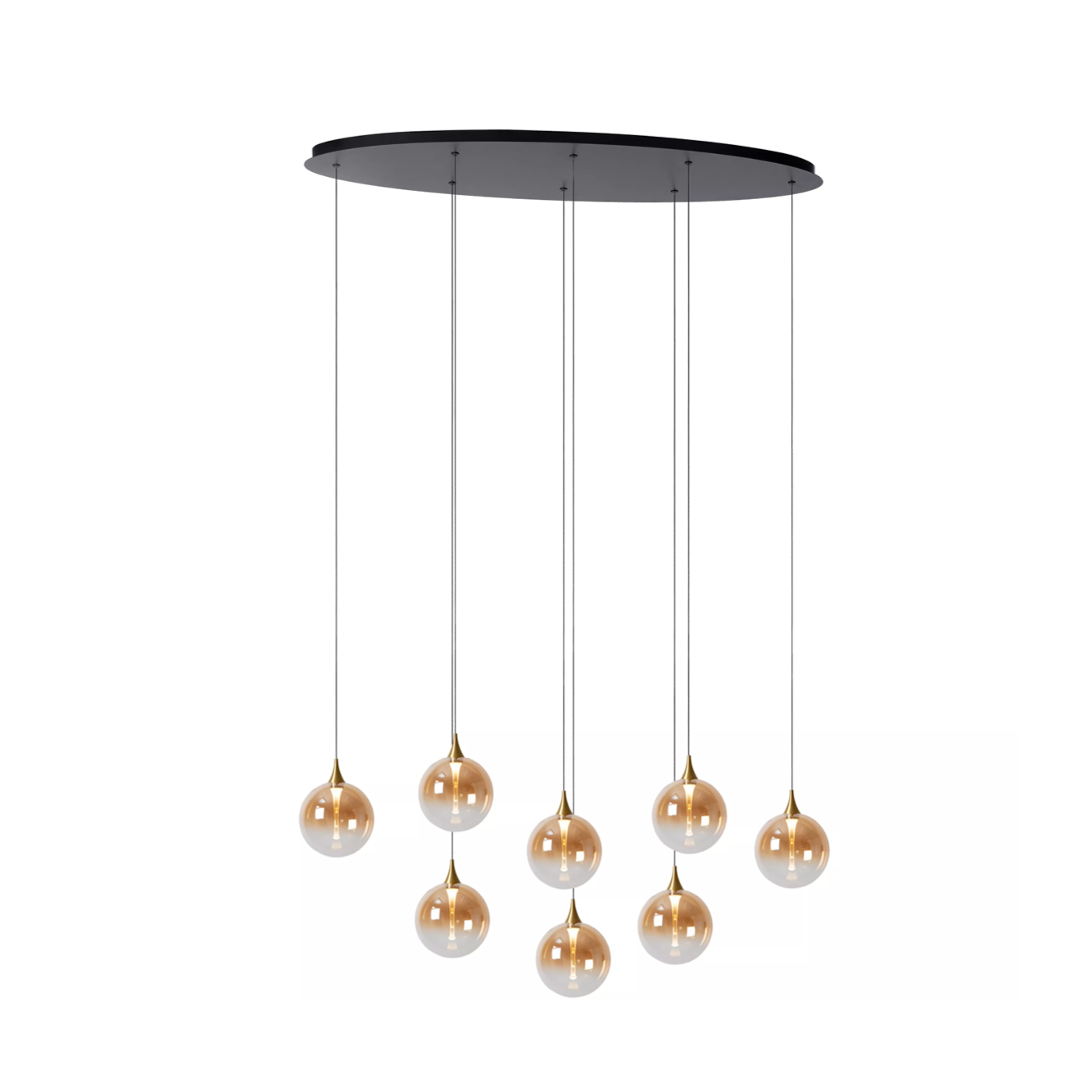 Hanglamp Gisela 8-lichts ovaal amber