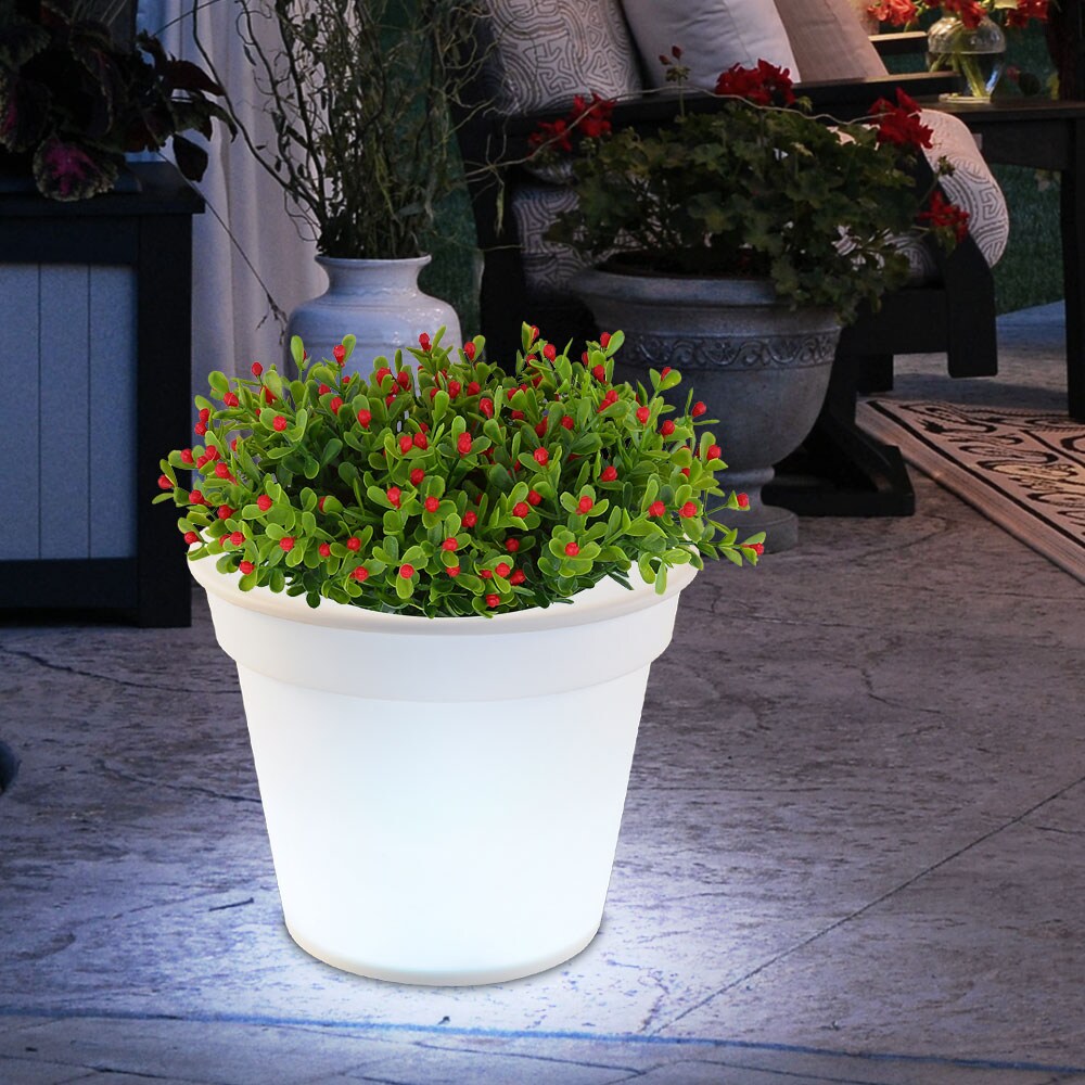 4er Set LED Solarleuchte, Blumentopf, Kugel, weiß