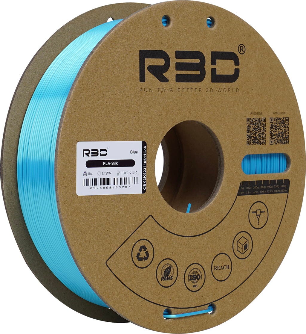 R3D  PLA Silk Blue, 1.75 mm / 1000 g    PLA-Filament mit Silk-Effekt