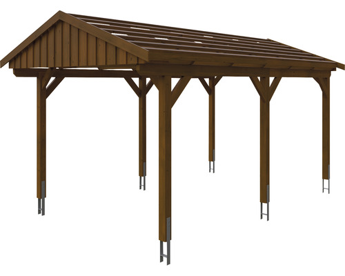 SKAN Holz Fichtelberg enkele carport 317 x 566 cm walnoot
