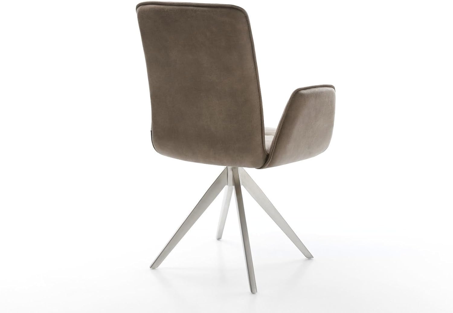 DELIFE Polsterstuhl Vinja-Flex Kreuzgestell kantig Edelstahl Mikrofaser Taupe Vintage
