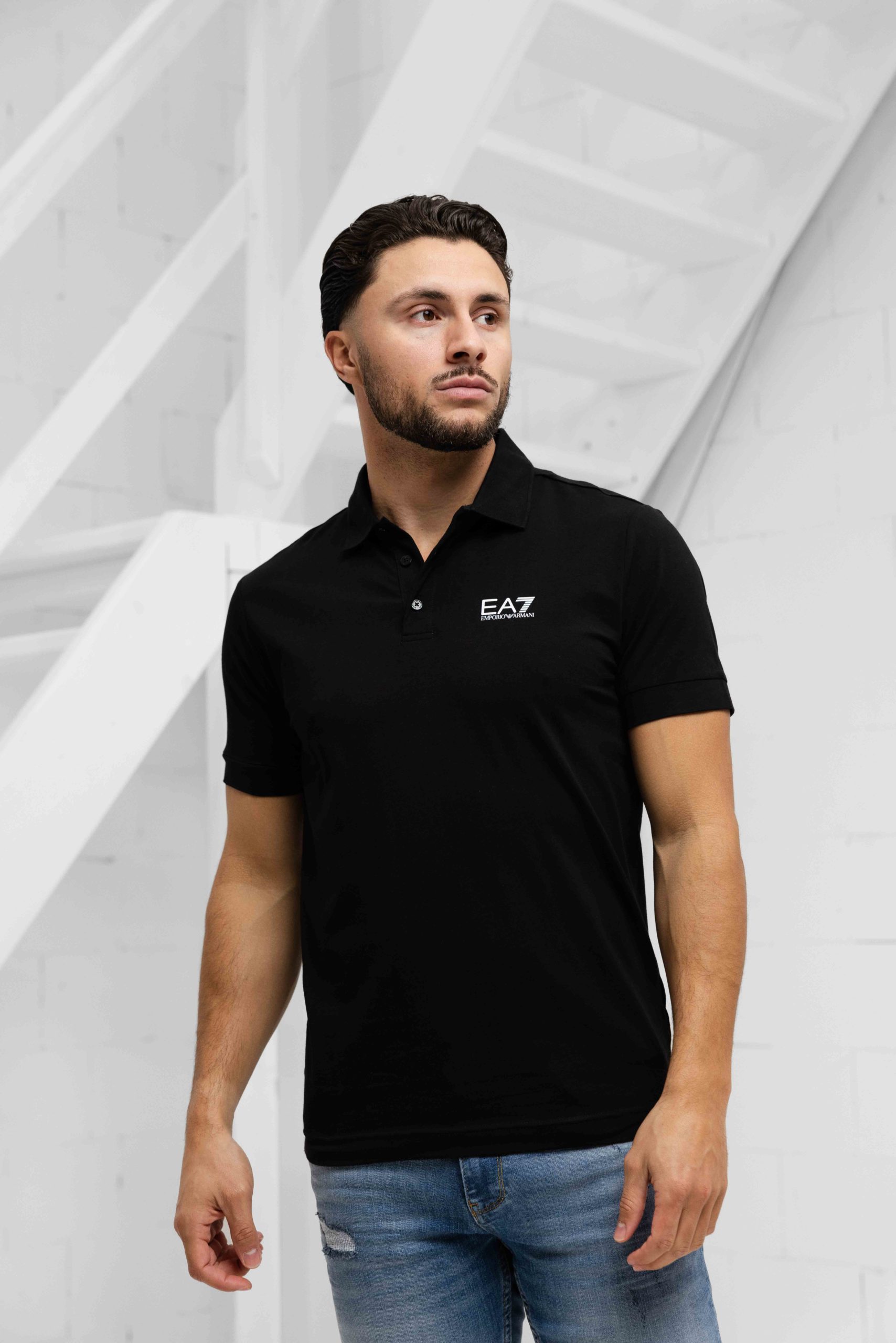 EA7 Emporio Armani 8NPF14 Polo Heren Zwart