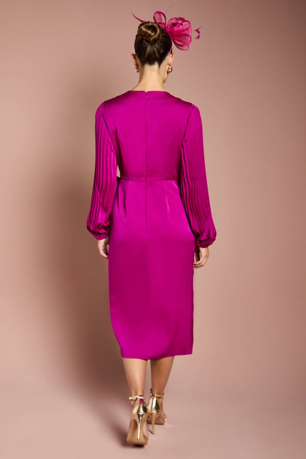 Coast Robe Portefeuille Plissée en Satin