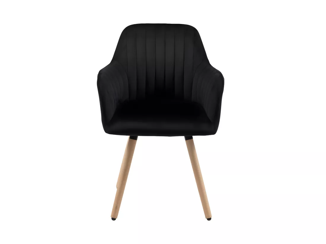 Lot de 2 chaises avec accoudoirs en velours et métal effet bois - Noir - ELEANA